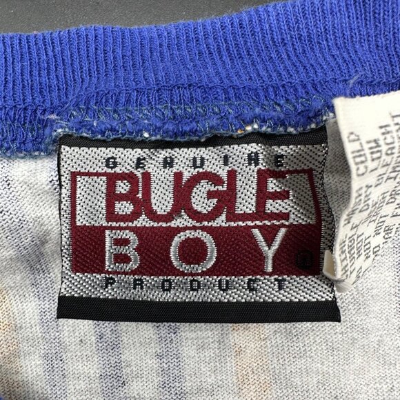 Vintage Striped 90s Kids T Shirt XL Unisex Bugle Boy USA Spell Out Rainbow - Picture 5 of 8